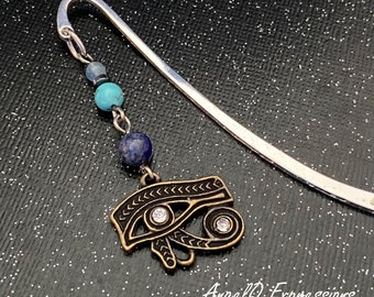 Eye of Horus Bookmark with Lapis Lazuli, Turquoise, Quartzite, and Hematite OOAK