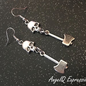 All Work and No Play The Shining Skull and Axe Earrings