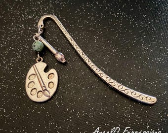 Artist’s Muse Charms Bookmark with Paintbrush, Palette, and Stone Bead