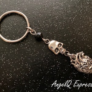 Telltale Heart Macabre Skull Keychain image 1