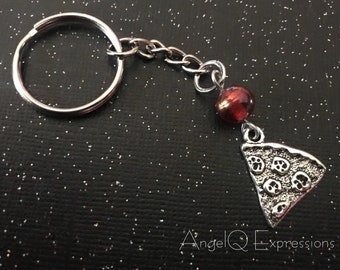 Pastel de pizza de pepperoni si por favor llavero OOAK