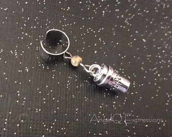 Coffee Lover Java Junkie Ear Cuff with Fancy Agate