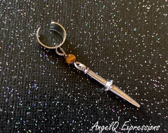 Supernatural Angel Dagger Hunter Ear Cuff with Tiger’s Eye