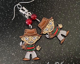 Man of Your Dreams Horror Icon Freddy Krueger Beaded Charm Earrings