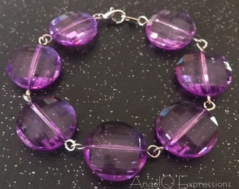 Judy Jetson Chunky Purple Space Age Beaded Bracelet OOAK