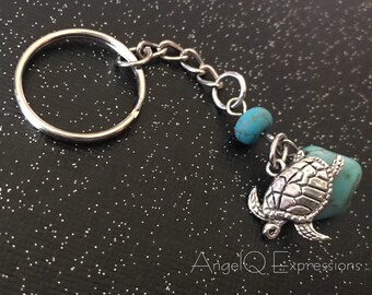 Honu Blue Turquoise Nugget Turtle Keychain Bag Charm