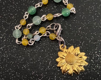 Sunflower Girl Beaded Bracelet with Aventurine, Fancy Agate, and Yellow Quartzite