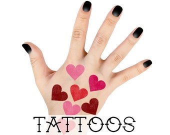 Heart Temporary Tattoos in Shades of Red - Halloween Costume Accessories - Queen of Hearts Costume