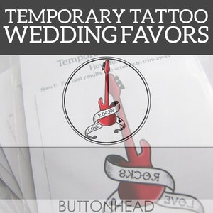 Rock N Roll Wedding Favors - Music Wedding Favors - Love Rocks Temporary Tattoos - Set of 12
