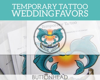 Recuerdos de boda en el océano: tatuajes temporales de delfines, temática de playa tropical junto al mar, juego de 12