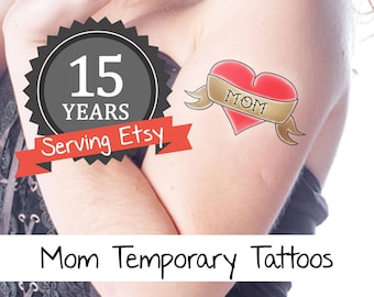 Heart Mom Temporary Tattoos - Eagle Dad Temporary Tattoos, Fathers Day, Mothers Day Party Favors