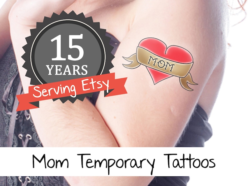 Heart Mom Temporary Tattoos Mothers Day Party Favors image 1