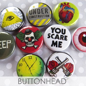 Punk Grunge Buttons Pins Rebel Set Pack of 35 1 Pinback Collectible Collection image 5