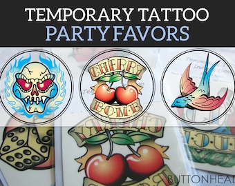 Retro Sailor Jerry Temporary Tattoos - Fake Tattoo Flash - Redneck Party Favors - Set of 12