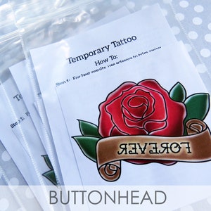 Rose Wedding Favors Pink, Red, Bronze, Yellow, Blue Rose Temporary Tattoo Set of 12 image 7