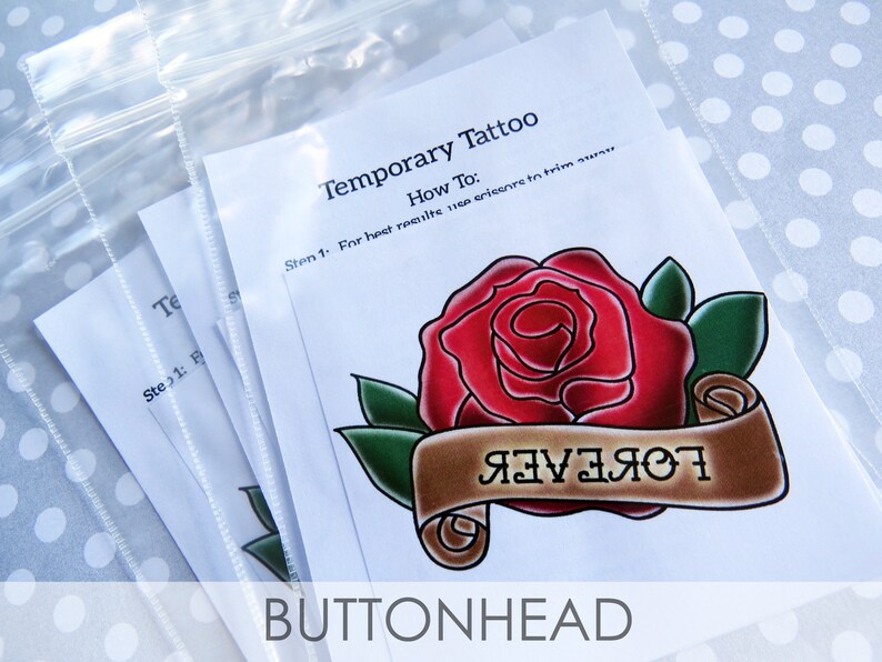 Rose Wedding Favors Pink, Red, Bronze, Yellow, Blue Rose Temporary Tattoo Set of 12 image 7