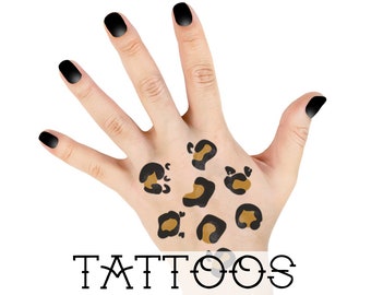 Accesorios para disfraces de leopardo - Accesorios para disfraces de gato - Tatuajes temporales de Halloween con manchas de leopardo