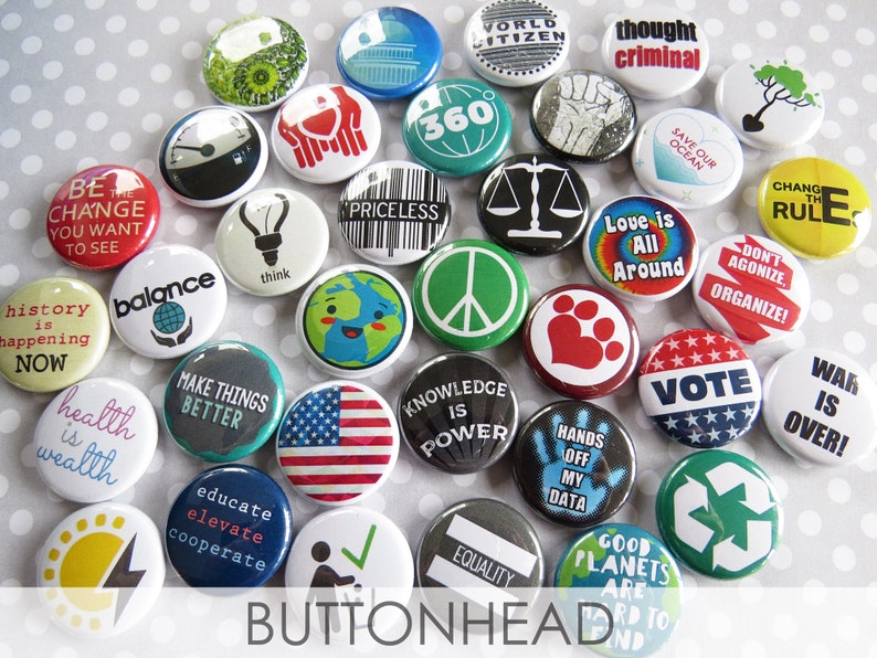 Political Pins, Activist Buttons Pin On Set for Activism, Students Theme Pack of 35-1 Small image 9