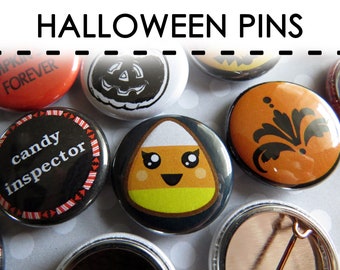 Random Halloween Buttons Pins - Halloween Favors - Halloween Party Favors - Resale Wholesale Loose Lot - 1 Inch Pinback