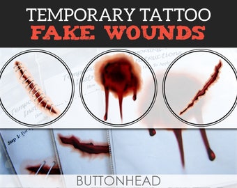 Fake Wound Halloween Party Favors - 6 Temporary Tattoos - Halloween Wedding Favors - Halloween Weddings - Zombie Costumes - Zombie Walk