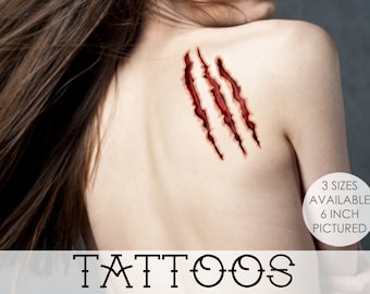 Halloween Costume Adults - Adult Halloween Costume Accessories - Clawed Temporary Tattoo Horror Scratch Claw Mark