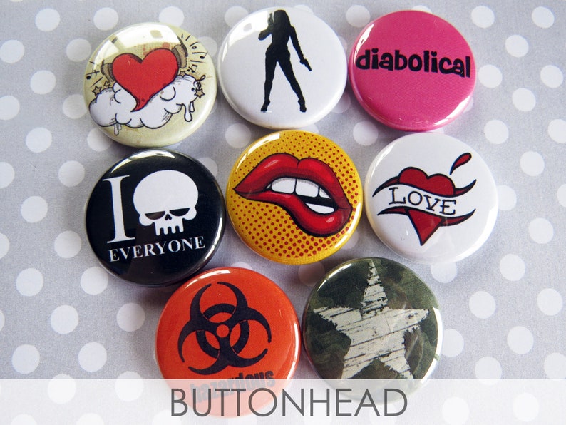 Punk Grunge Buttons Pins Rebel Set Pack of 35 1 Pinback Collectible Collection image 6