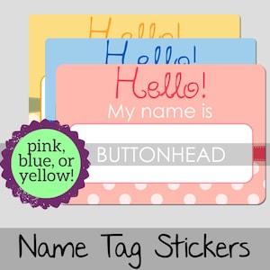 10 Baby Shower Name Tags Stickers - Pink, Blue, or Yellow