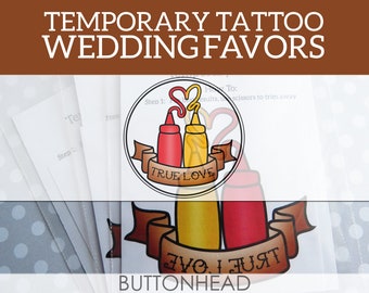 12 BBQ Wedding Favors - Wedding BBQ - Backyard Wedding Ideas Activities - Party Favors - Ketchup and Mustard Temporary Tattoos