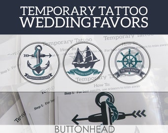 Recuerdos de boda náuticos Diseños de boda con anclas náuticas - 12 tatuajes temporales