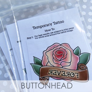 Rose Wedding Favors Pink, Red, Bronze, Yellow, Blue Rose Temporary Tattoo Set of 12 image 4