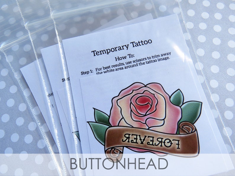 Rose Wedding Favors Pink, Red, Bronze, Yellow, Blue Rose Temporary Tattoo Set of 12 image 4