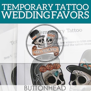 12 regalos de boda alternativos - Tatuajes temporales de boda con calaveras de azúcar - Regalos de boda para el Día de los Muertos - Día de los Muertos