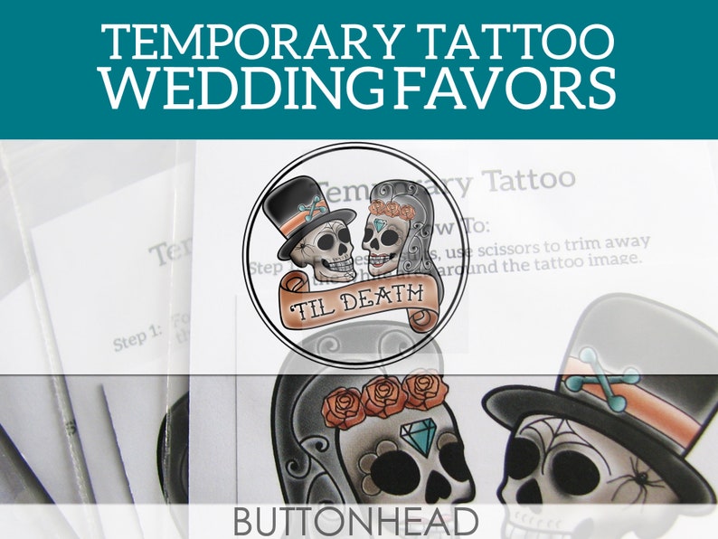 12 Alternative Wedding Favors Sugar Skull Wedding Temporary Tattoos Day of the Dead Wedding Favors Dia De Los Muertos image 1