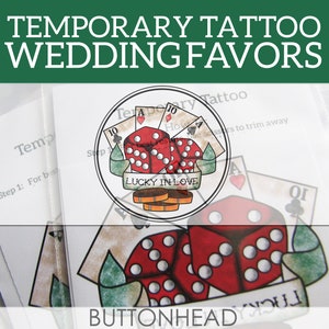 Las Vegas Wedding Favors - Temporary Tattoos - Set of 12