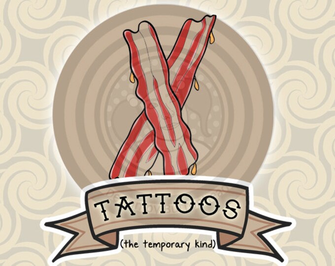 6 Bacon Temporary Tattoos Party Favors Etsy