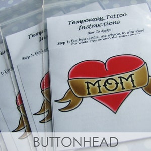 Heart Mom Temporary Tattoos Mothers Day Party Favors MOM