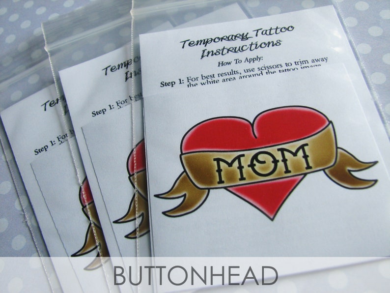 Heart Mom Temporary Tattoos Mothers Day Party Favors MOM