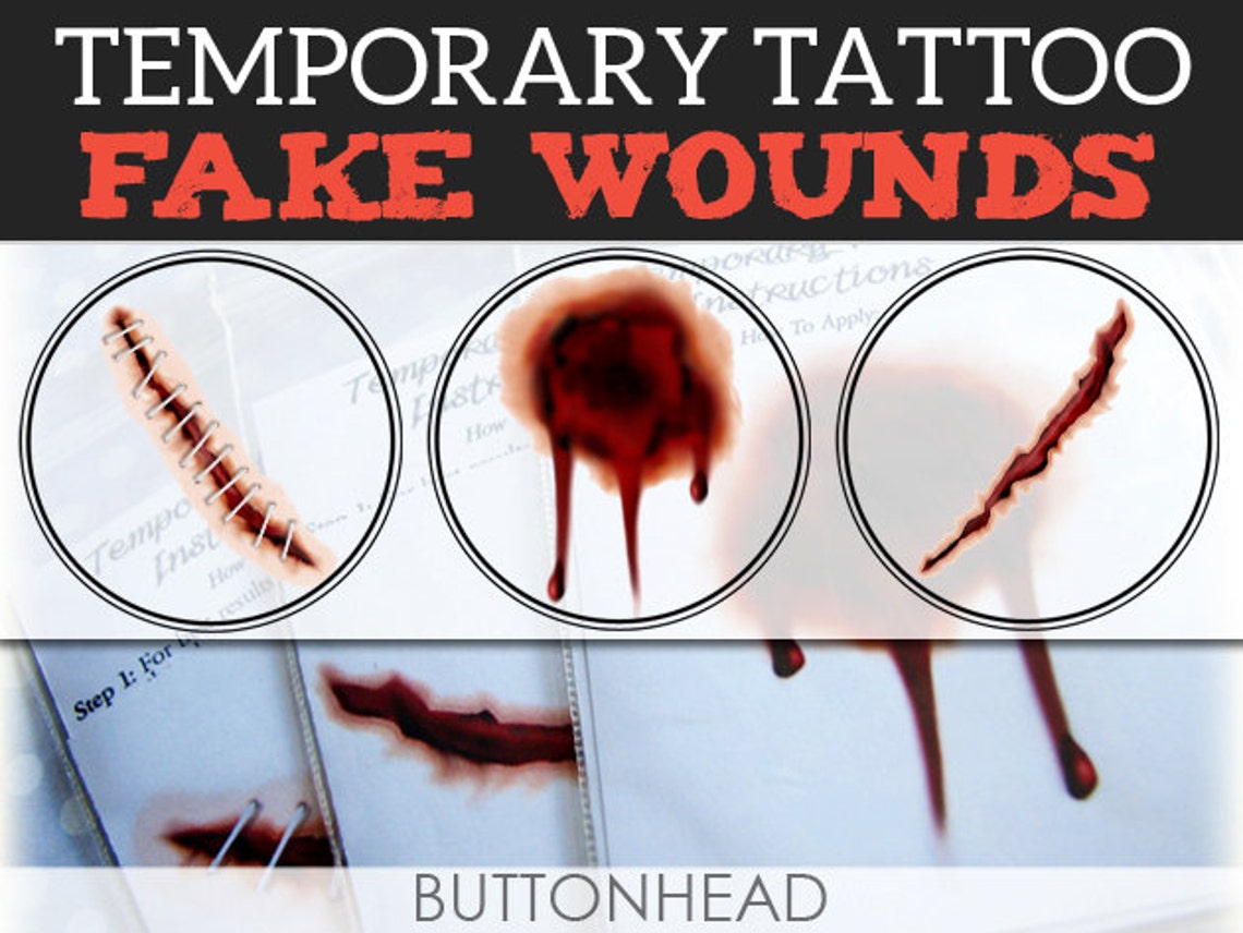 Fake Wound Halloween Party Favors 6 Temporary Tattoos Etsy