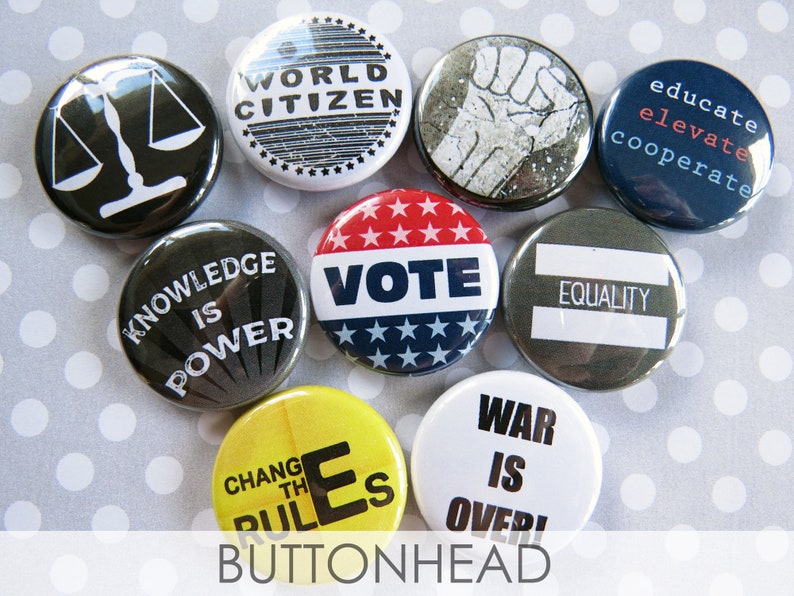 Political Pins, Activist Buttons Pin On Set for Activism, Students Theme Pack of 35-1 Small image 8