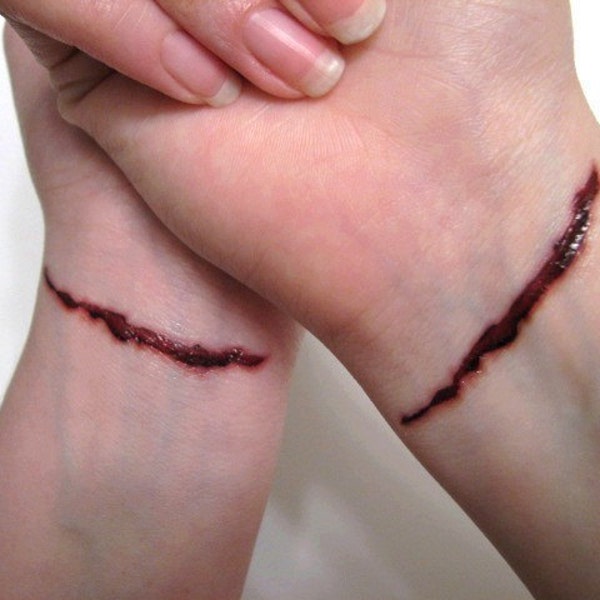 Slit Wrists Temporary Tattoos