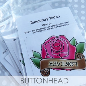 Rose Wedding Favors Pink, Red, Bronze, Yellow, Blue Rose Temporary Tattoo Set of 12 image 3