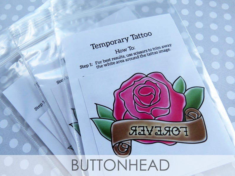 Rose Wedding Favors Pink, Red, Bronze, Yellow, Blue Rose Temporary Tattoo Set of 12 image 3