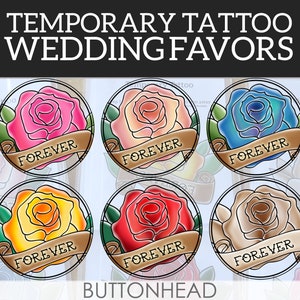 Rose Wedding Favors Pink, Red, Bronze, Yellow, Blue Rose Temporary Tattoo Set of 12 image 1