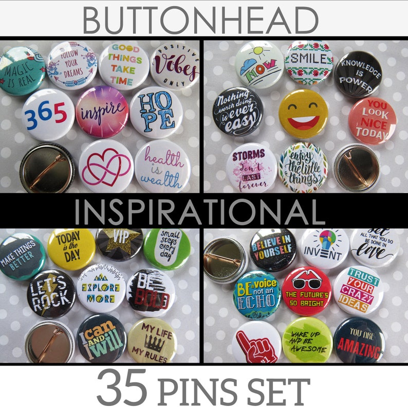 Inspiring Inspirational Motivational Quote Buttons Pins Set - Etsy