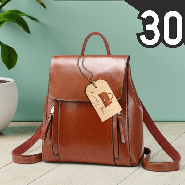 Sac à dos polyvalent en cuir véritable - Sac à bandoulière convertible pour femme | Sac à main élégant pour ordinateur portable et cartable