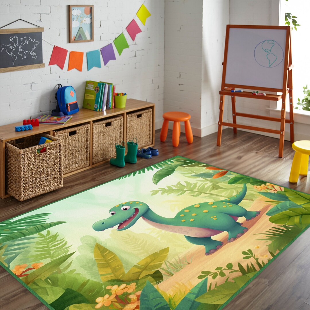 Dino Nursery Rug, Jurassic Park Kids Rug, Trex Toddler Round Carpets ...