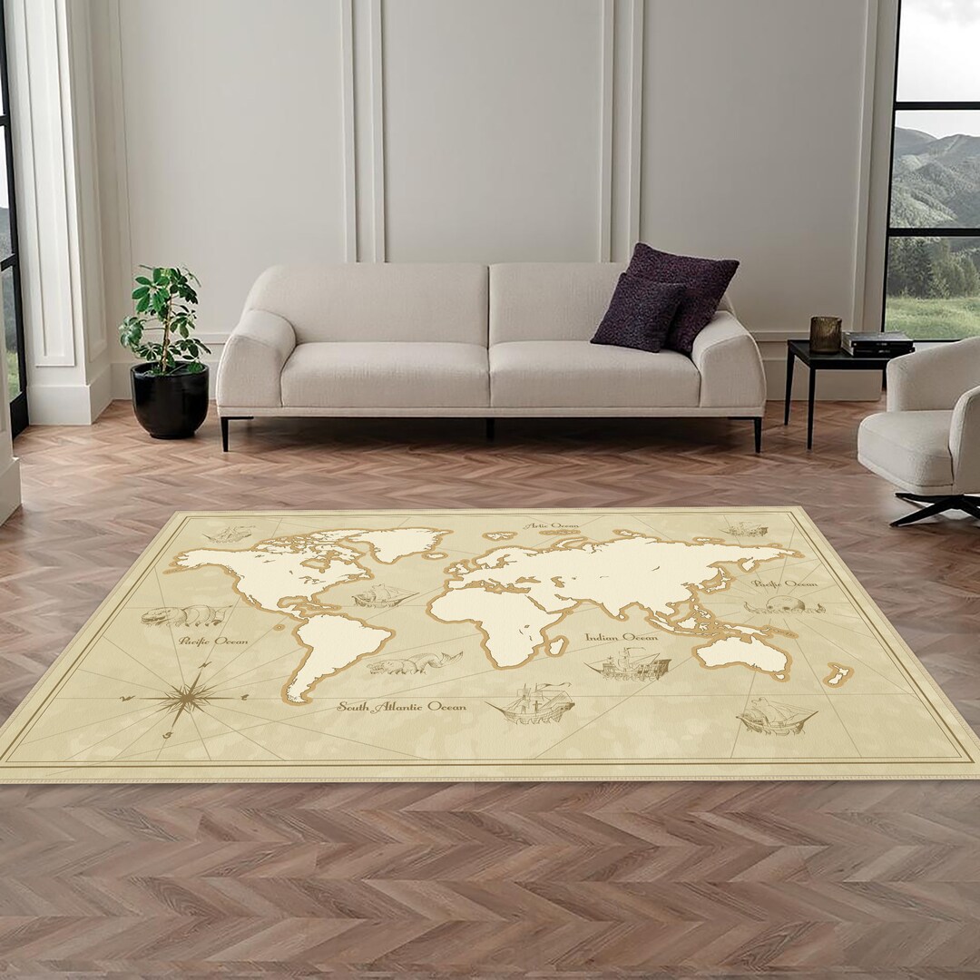 Modern Rug, Old World Map Rug, Vintage Map Rug, Vintage World Map Rug ...