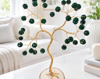 55th Anniversary gift, Personalised Emerald tree gift for couples, Handmade wire sculpture