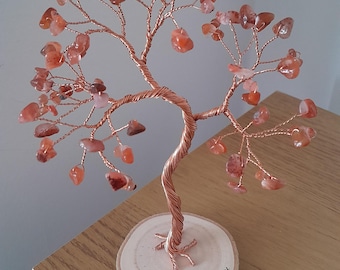 Regalo de 17.º aniversario, árbol de cornalina personalizado, árbol de piedras preciosas con la piedra natal de julio, regalo único para parejas