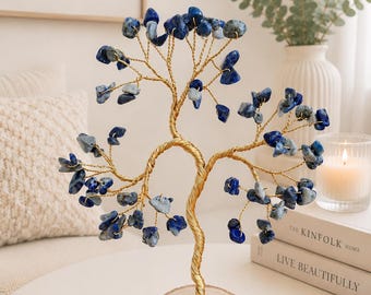Personalised 9th Anniversary gift, Handmade wire tree ornament, September birthstone, Spiritual home decor